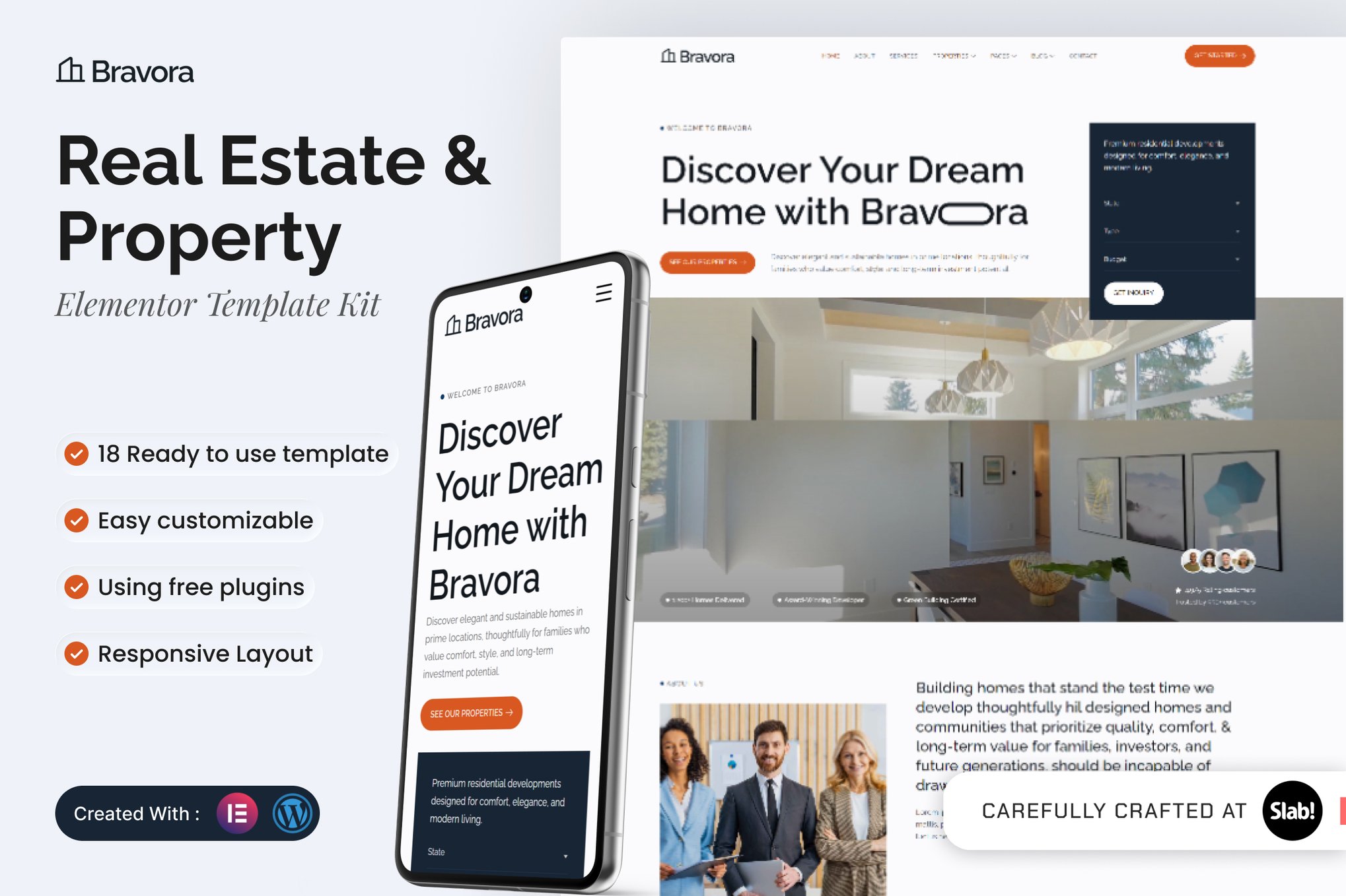 Bravora - Real Estate & Property Elementor Template — Elementor template kit cover