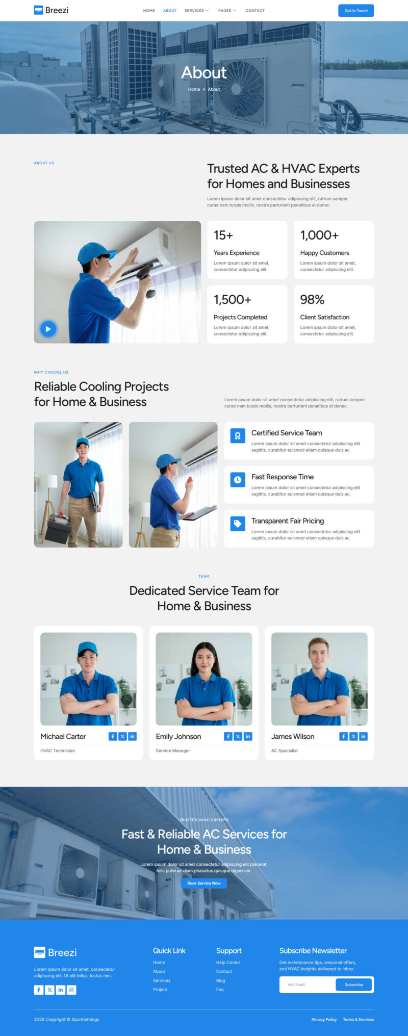 About — Breezi - Air Conditioner & HVAC Repair Service Elementor Template