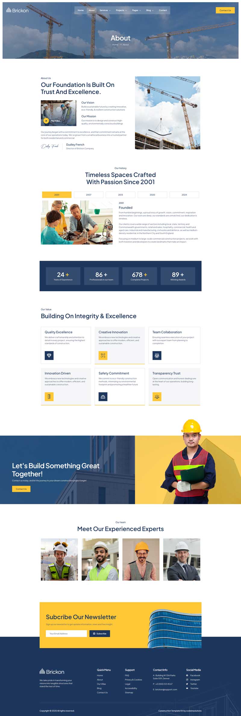 About — Brickon - Construction Elementor Template