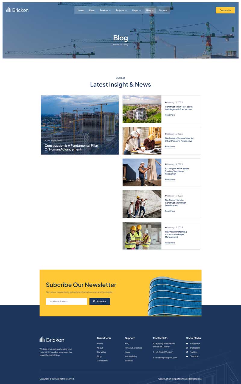 Blog — Brickon - Construction Elementor Template