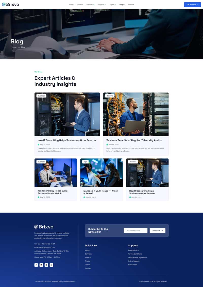 Blog — Brixvo - IT Service & Support Elementor Template