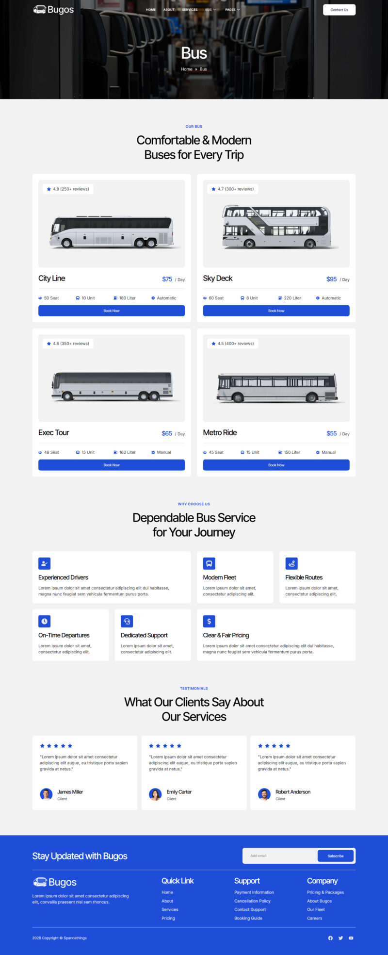 Bus — Bugos - Bus Charter Service & Rental Elementor Template