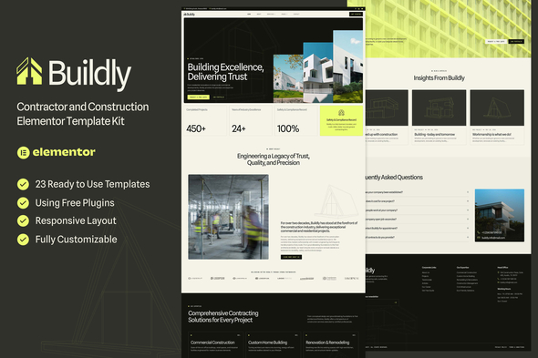 Buildly - Contractor & Construction Elementor Template — Elementor template kit cover