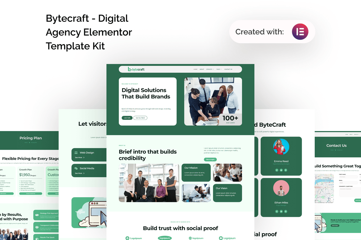 Bytecraft - Digital Agency Elementor Template — Elementor template kit cover