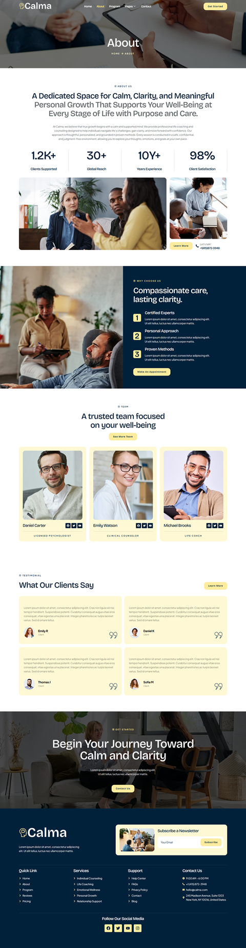 About — Calma - Life Coach & Counseling Elementor Template