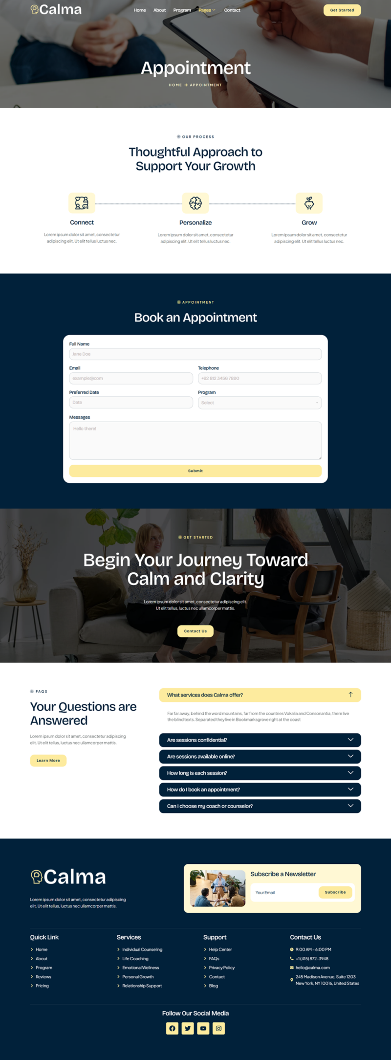 Appointment — Calma - Life Coach & Counseling Elementor Template