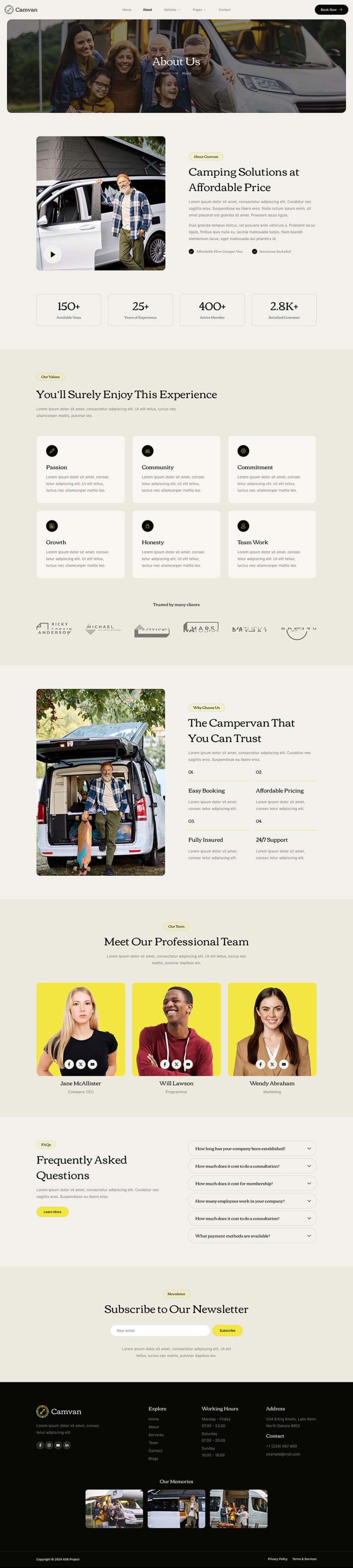 About — Camvan - Campervan & RV Rental Elementor Template