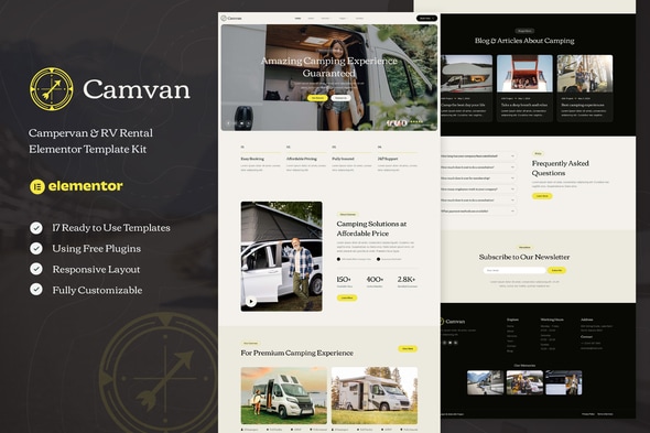 Camvan - Campervan & RV Rental Elementor Template — Elementor template kit cover