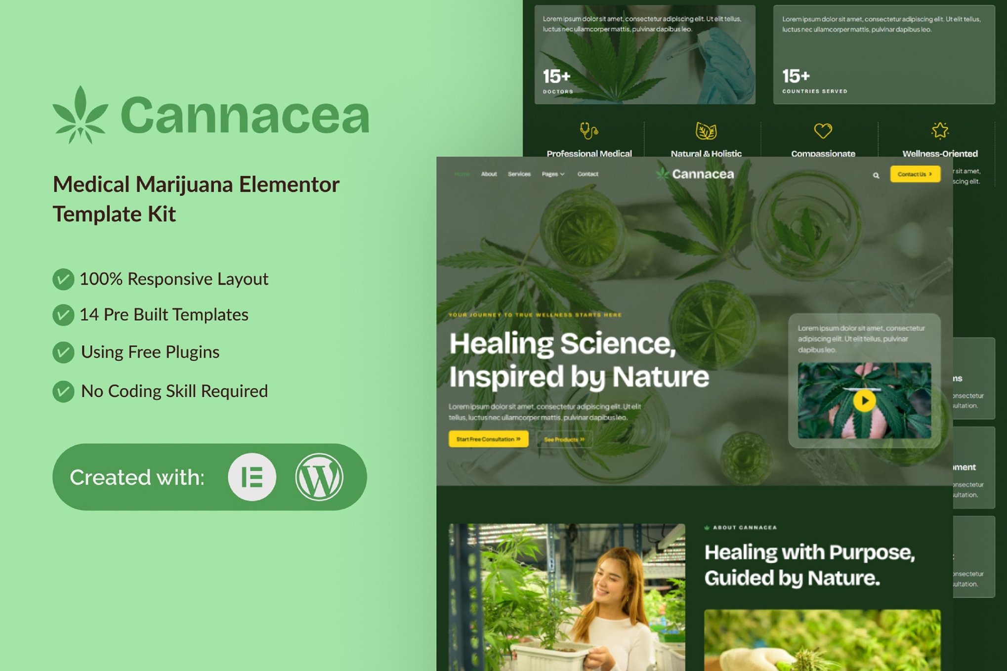 Cannacea - Medical Marijuana Elementor Template — Elementor template kit cover
