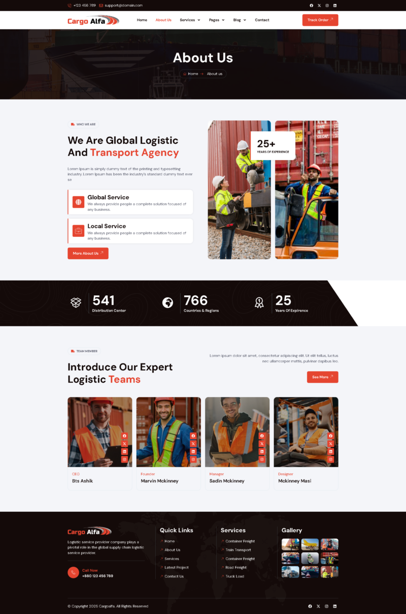 About — CargoAlfa - Logistics & Transportation Services Elementor Pro Elementor Template