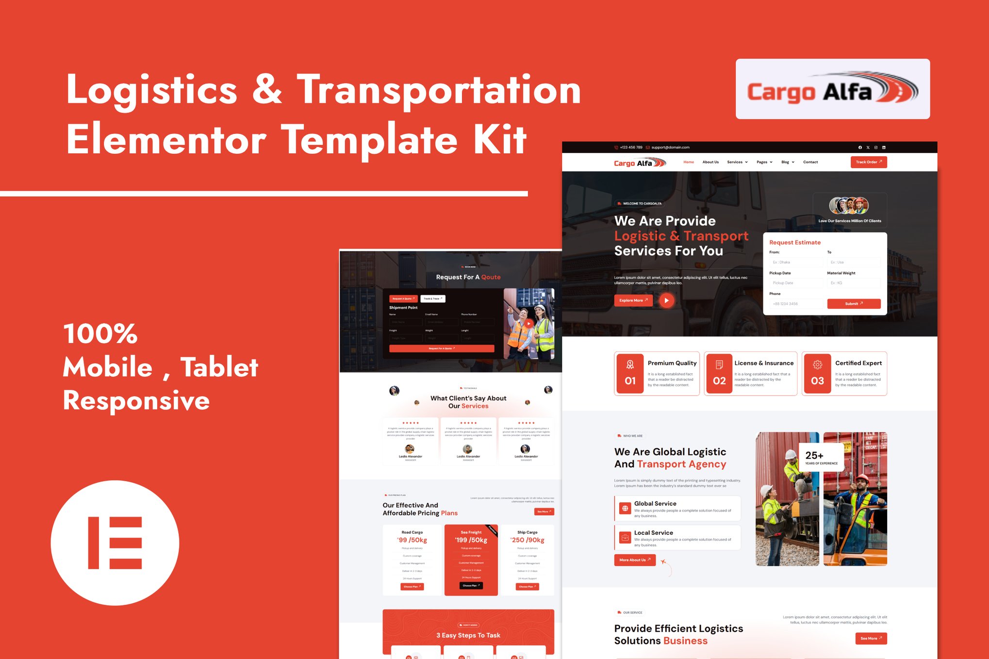 CargoAlfa - Logistics & Transportation Services Elementor Pro Elementor Template — Elementor template kit cover