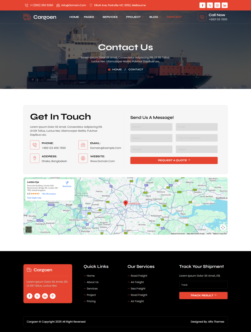 Contact — Cargoen - Logistics & Transportation Elementor Template