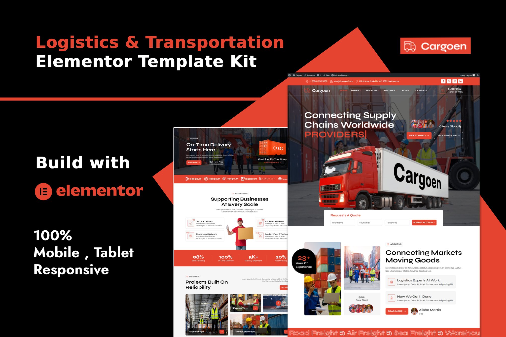 Cargoen - Logistics & Transportation Elementor Template — Elementor template kit cover