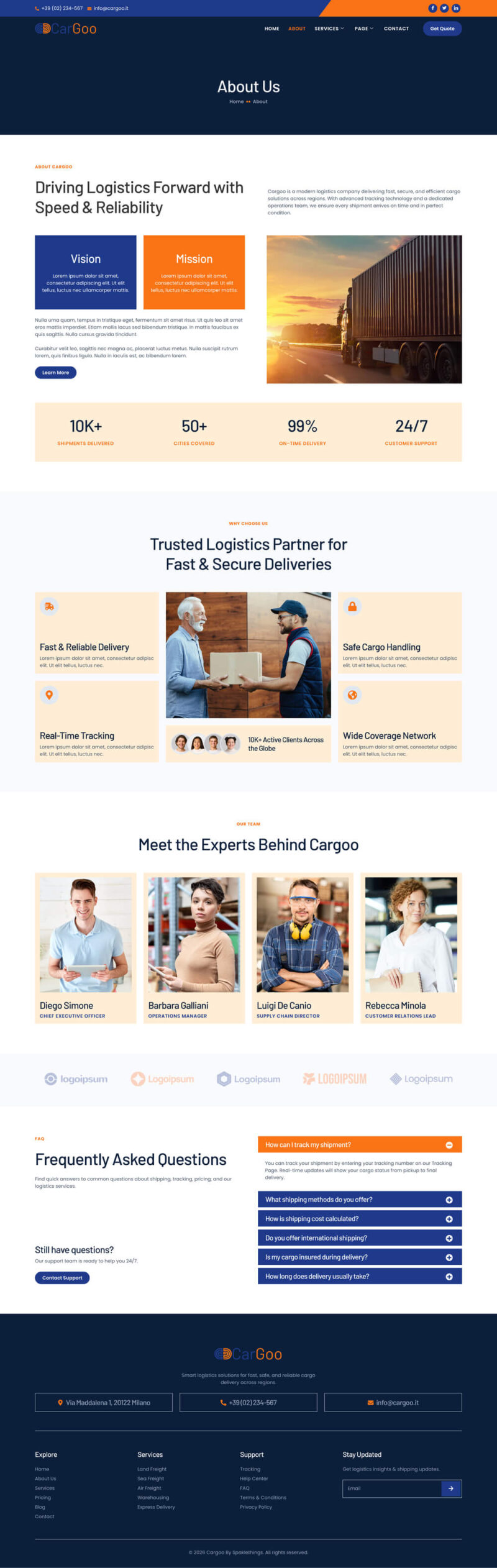 About — CarGoo - Logistic & Cargo Transportation Elementor Template