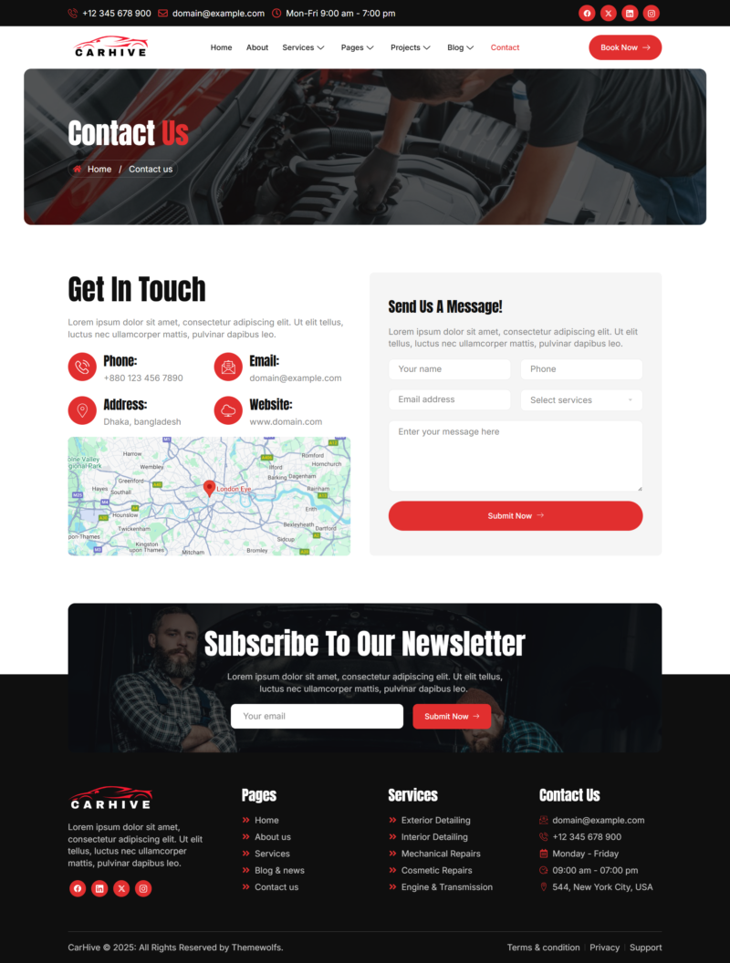 Contact — CarHive - Car Repair & Auto Service Elementor Template