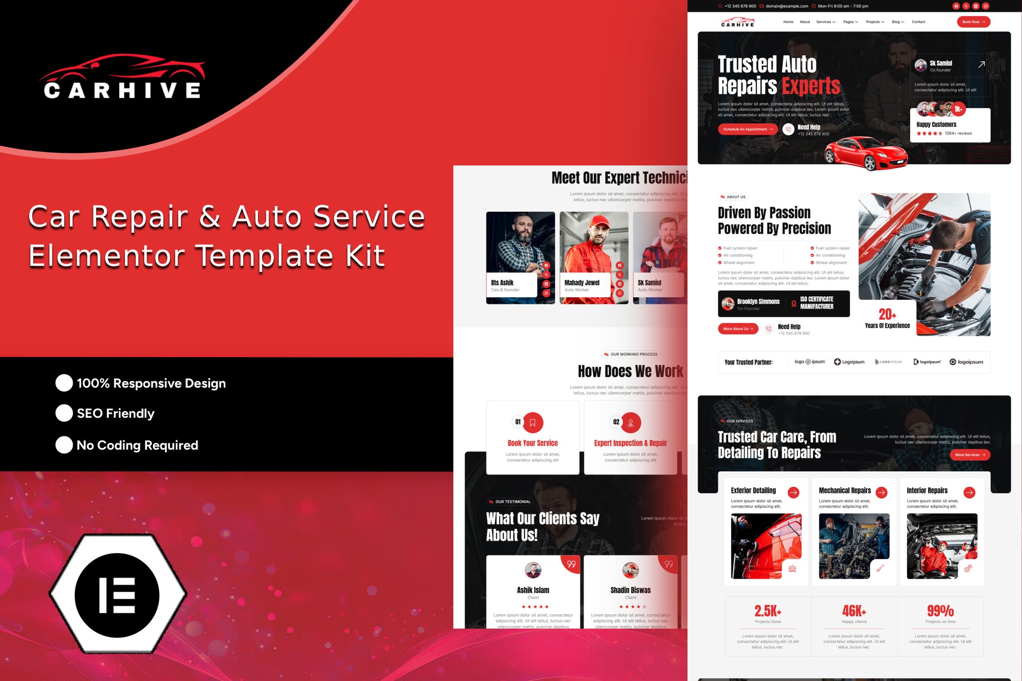 CarHive - Car Repair & Auto Service Elementor Template — Elementor template kit cover