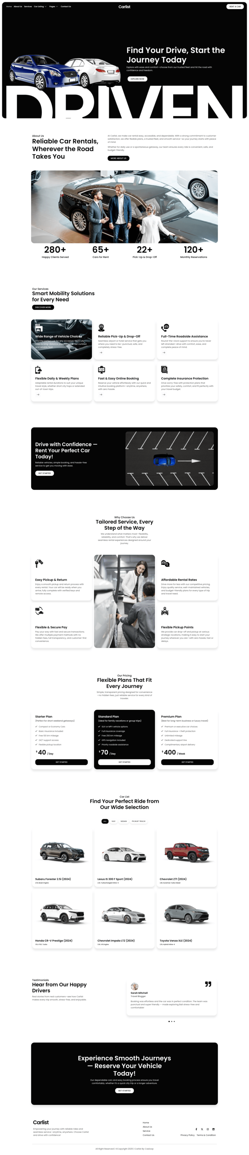 Home — Carlist - Modern Minimalist Car Rental Elementor Template