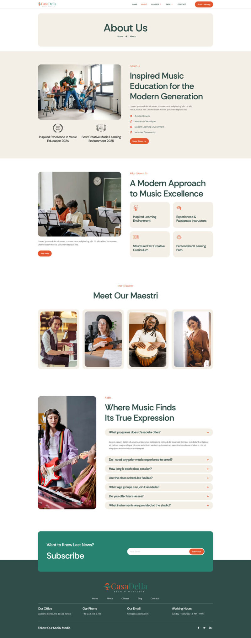 About — CasaDella - Music School Elementor Template