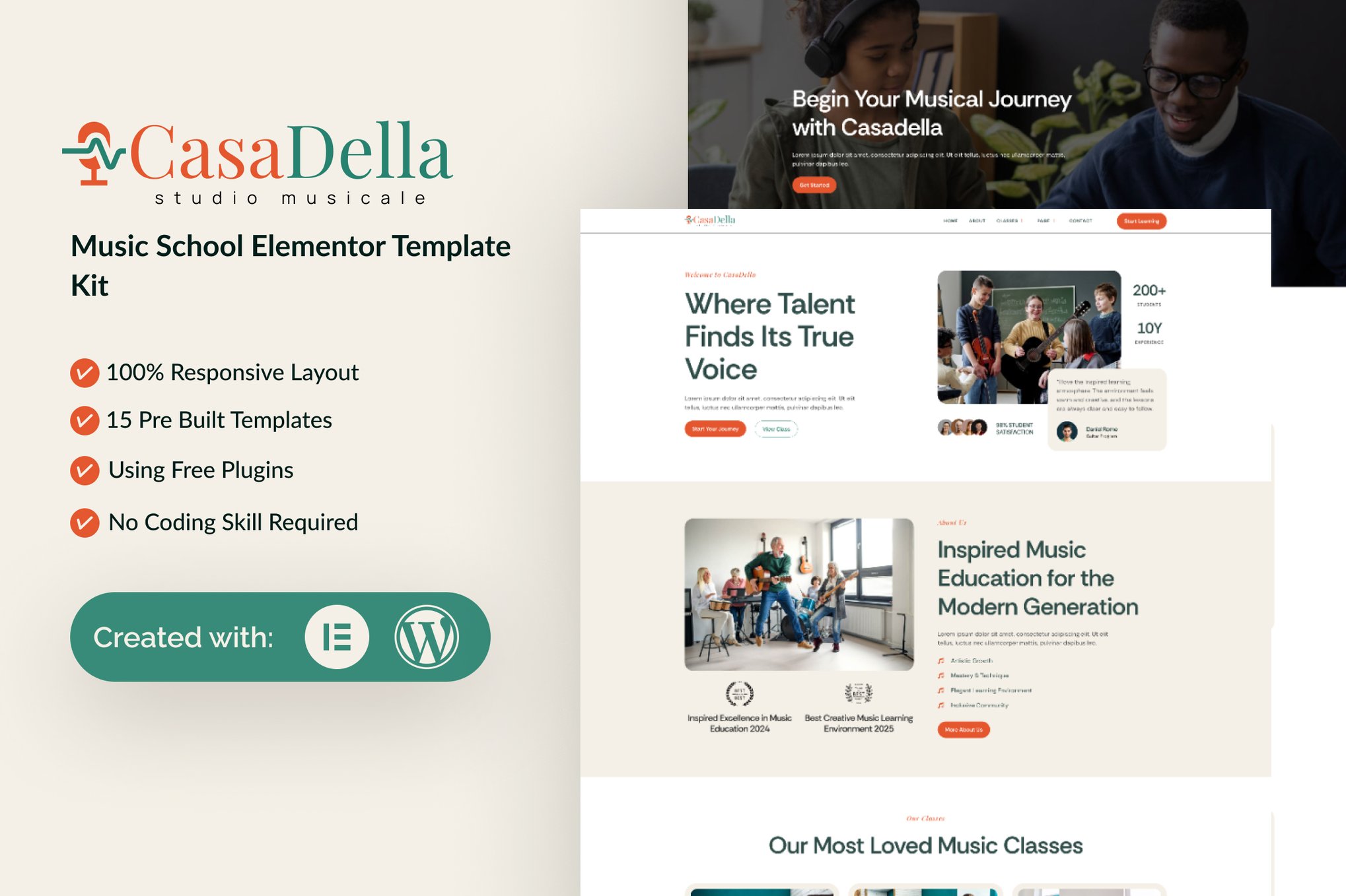 CasaDella - Music School Elementor Template — Elementor template kit cover