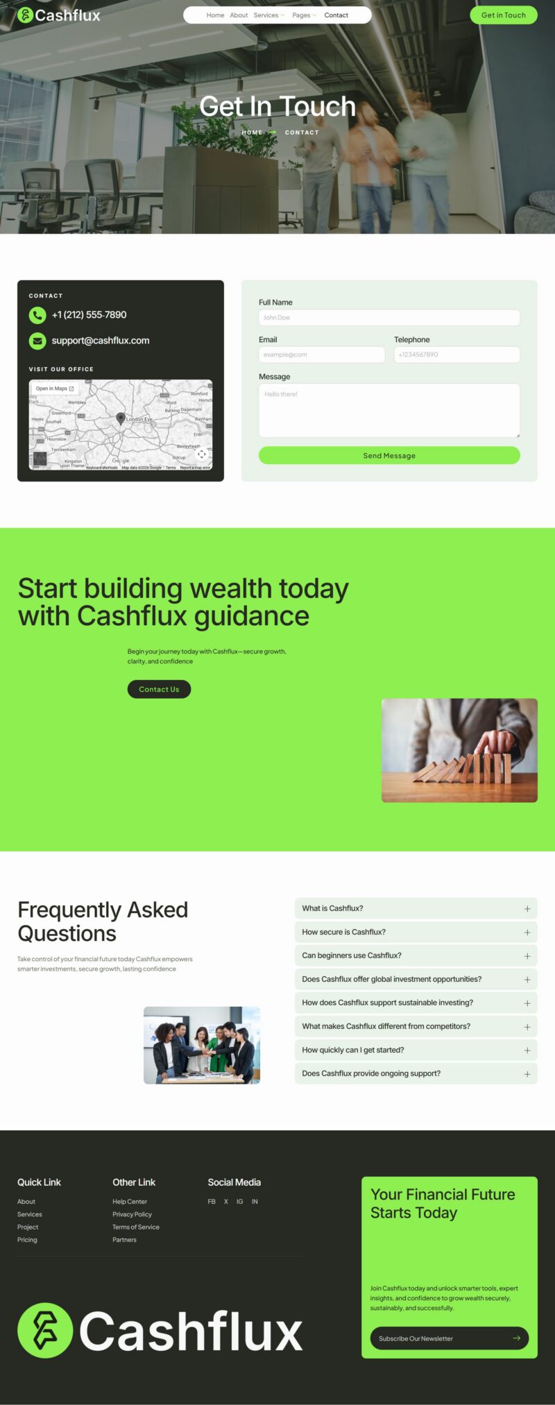 Contact — Cashflux - Finance & Investment Elementor Template