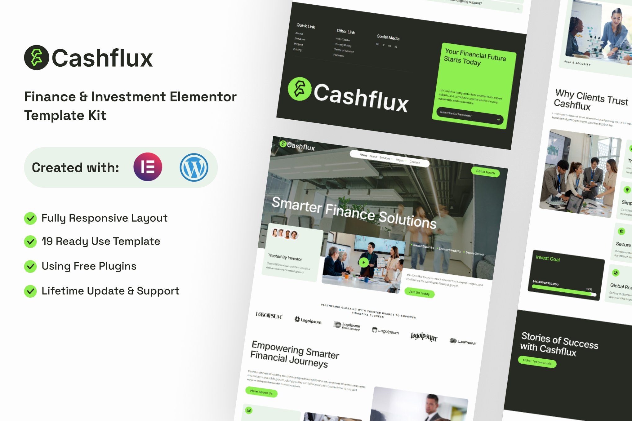 Cashflux - Finance & Investment Elementor Template — Elementor template kit cover