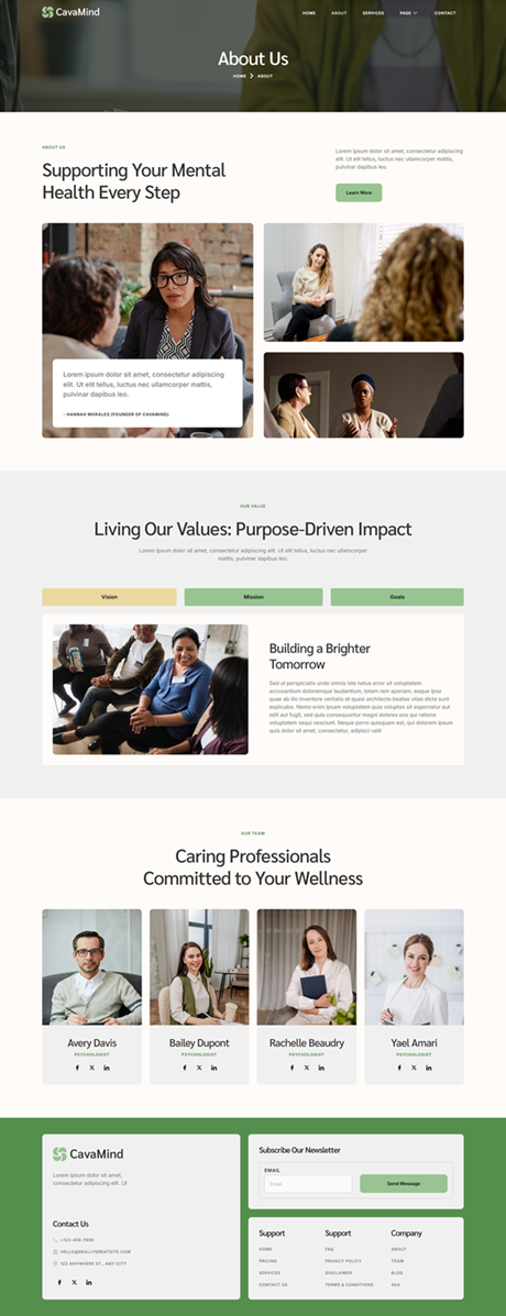 About Us — Cavamind - Mental Health & Therapy Elementor Template