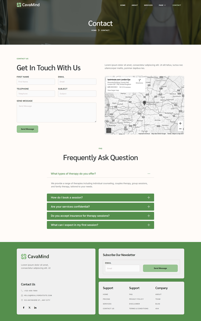 Contact — Cavamind - Mental Health & Therapy Elementor Template