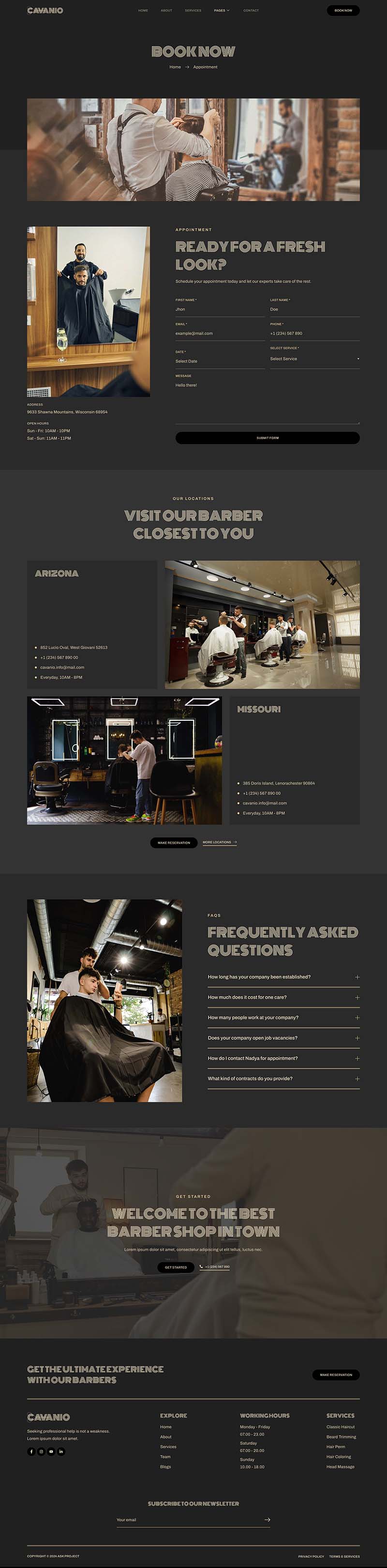 Appointment — Cavanio - Barbershop & Hair Studio Elementor Template