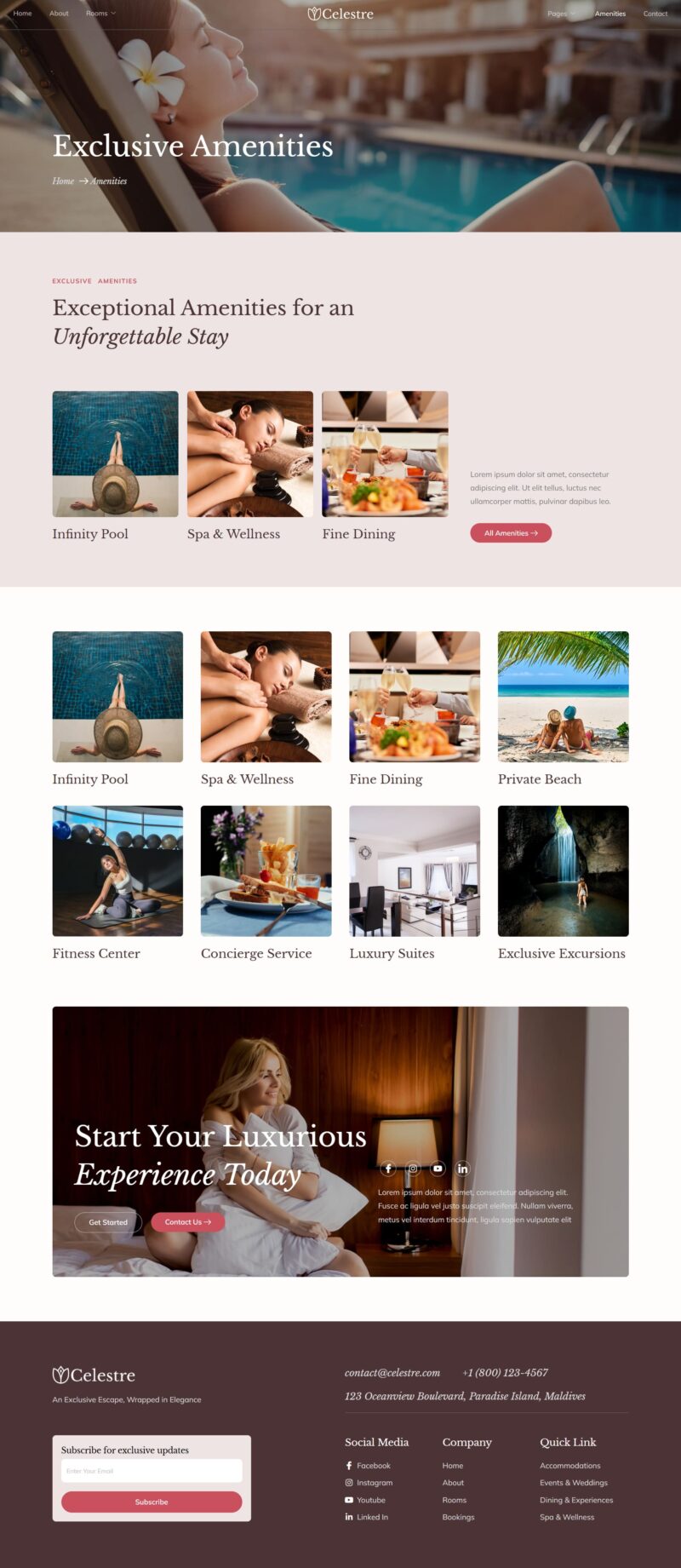 Amenities — Celestre - Hotel & Resort Elementor Template