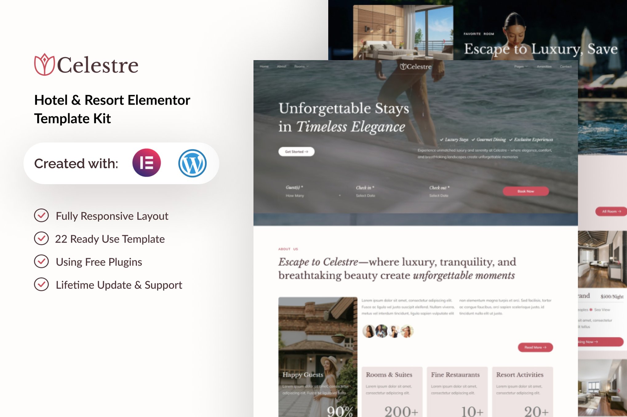 Celestre - Hotel & Resort Elementor Template — Elementor template kit cover