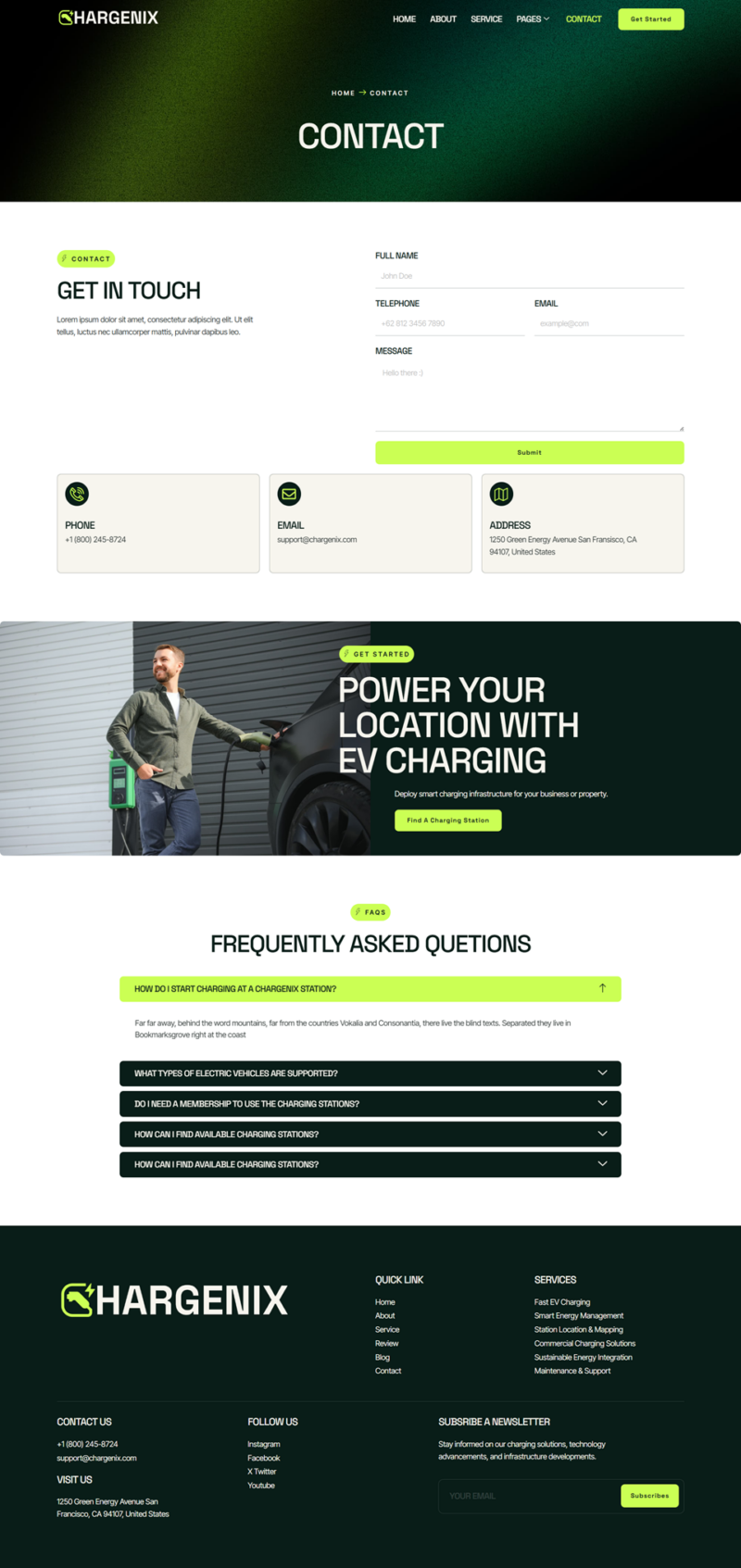 Contact — Chargenix - EV Charging Station Elementor Template