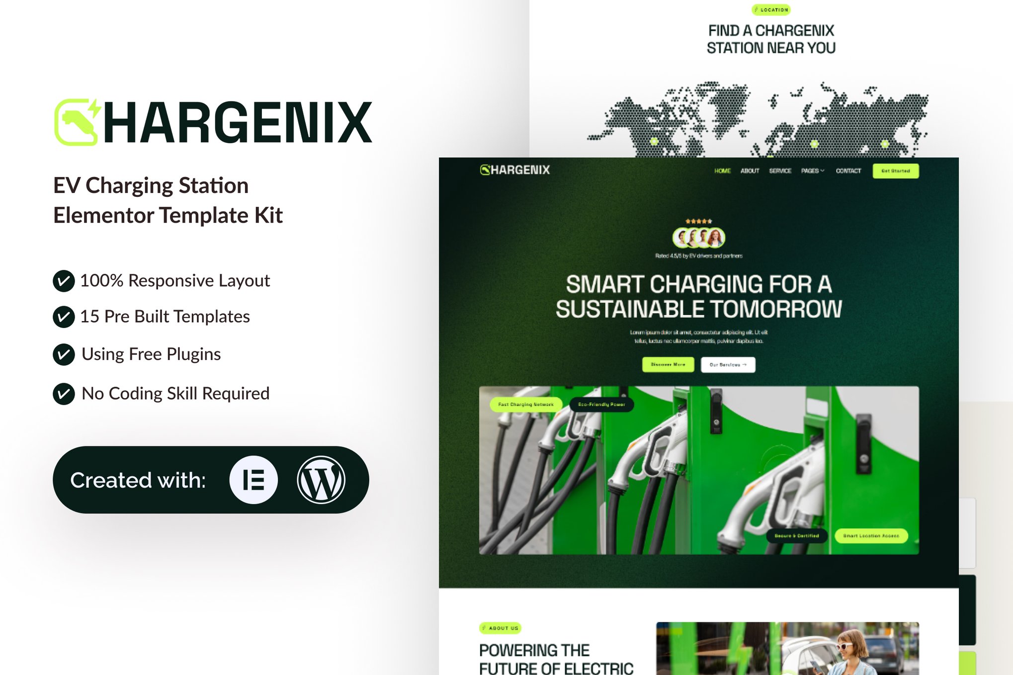 Chargenix - EV Charging Station Elementor Template — Elementor template kit cover
