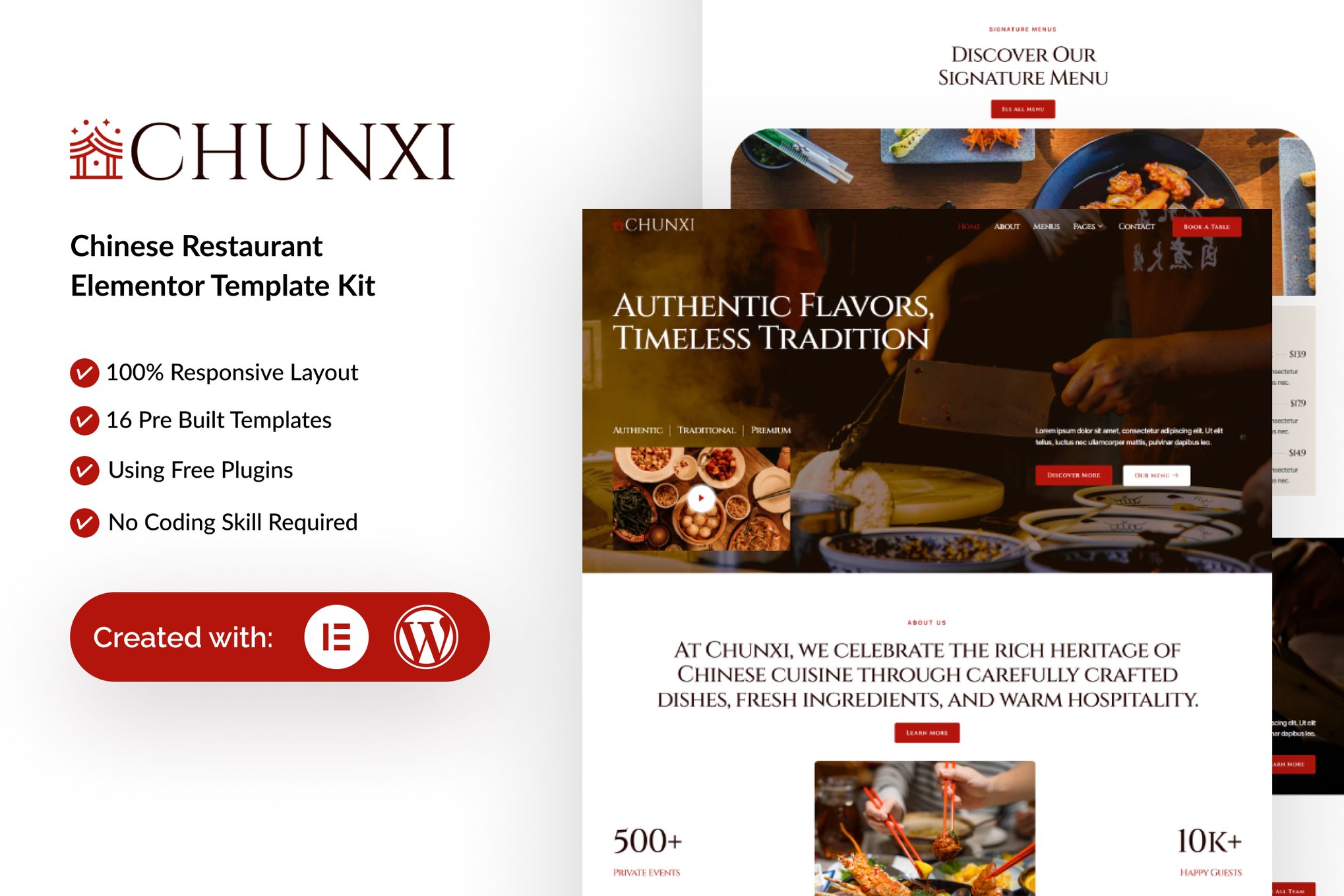 Chunxi - Chinese Restaurant Elementor Template — Elementor template kit cover