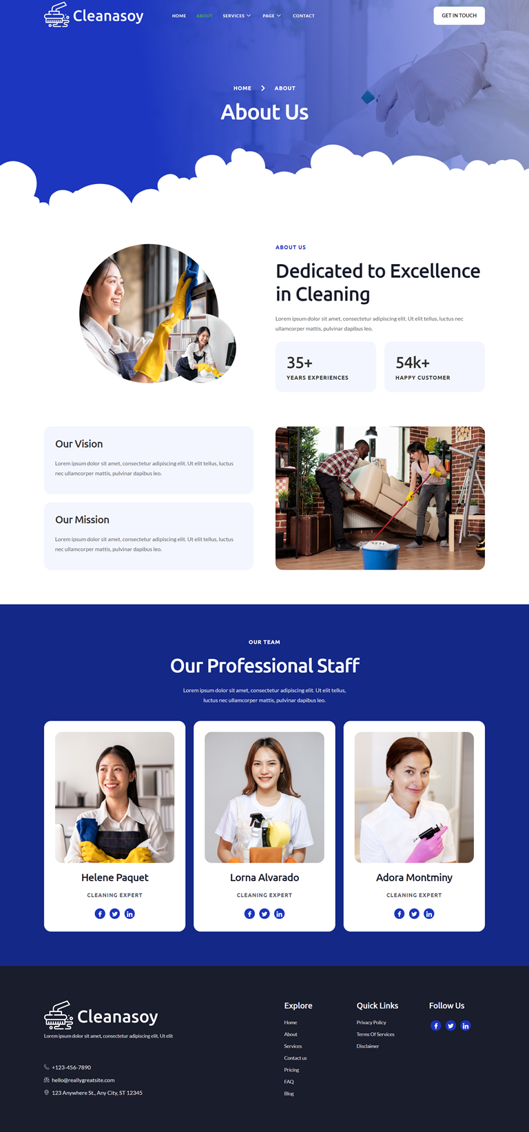 About Us — Cleanasoy - Cleaning Services Elementor Template