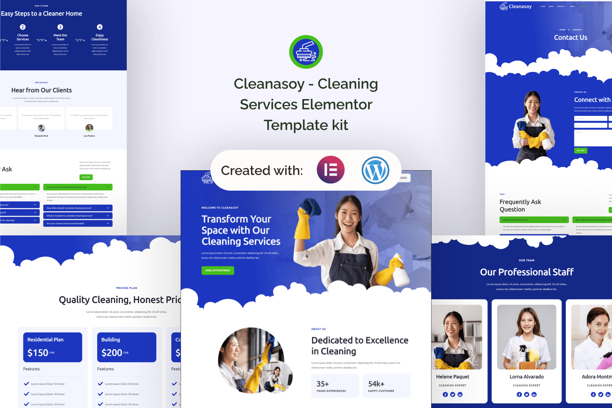 Cleanasoy - Cleaning Services Elementor Template — Elementor template kit cover