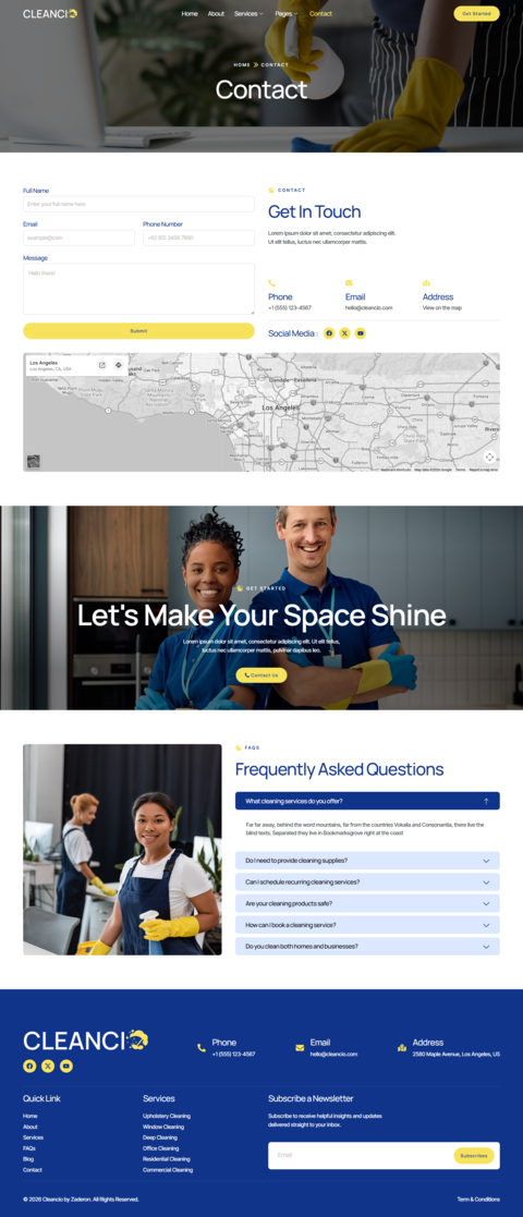 Contact — Cleancio - Cleaning Services Elementor Template
