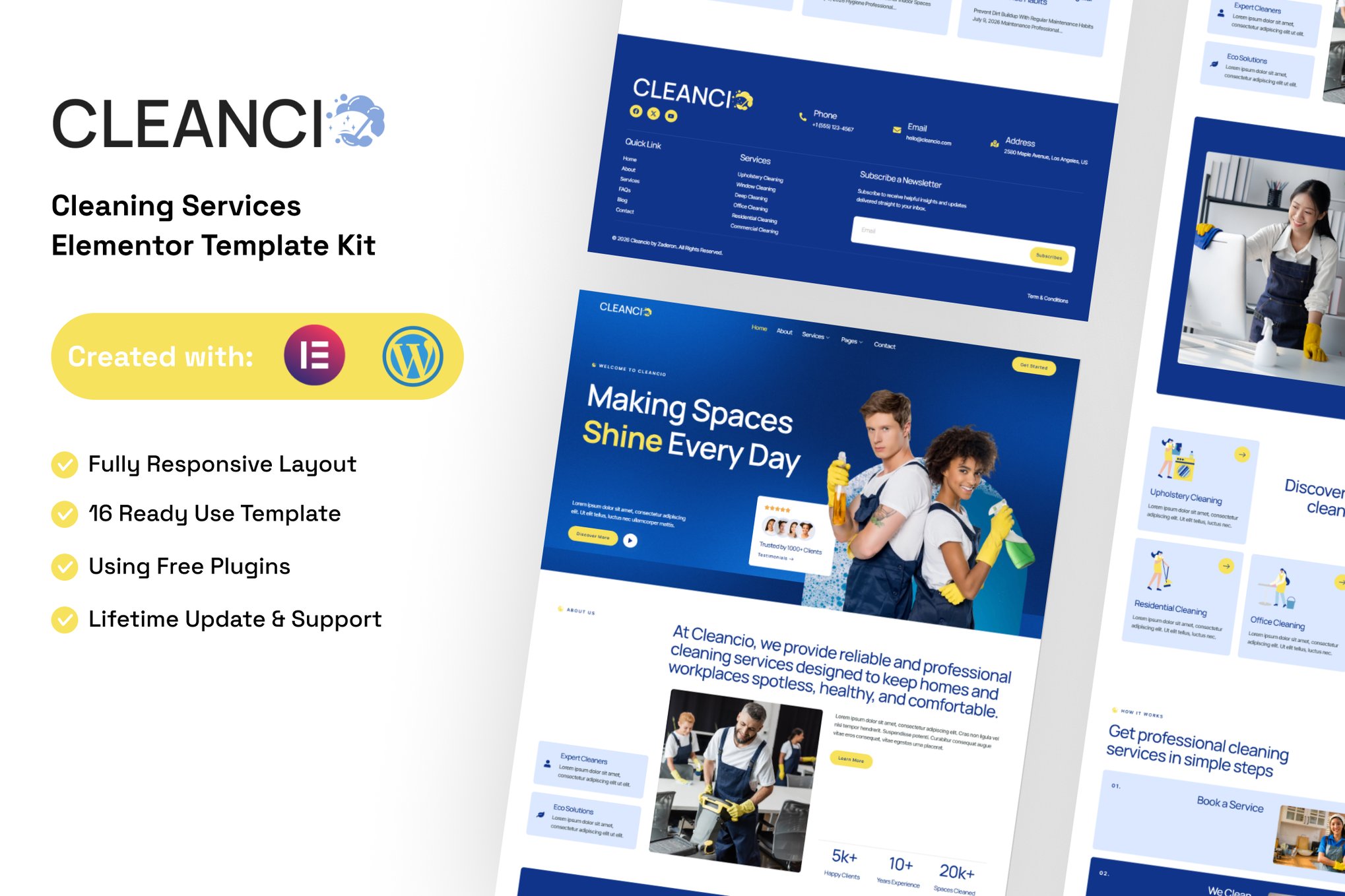 Cleancio - Cleaning Services Elementor Template — Elementor template kit cover