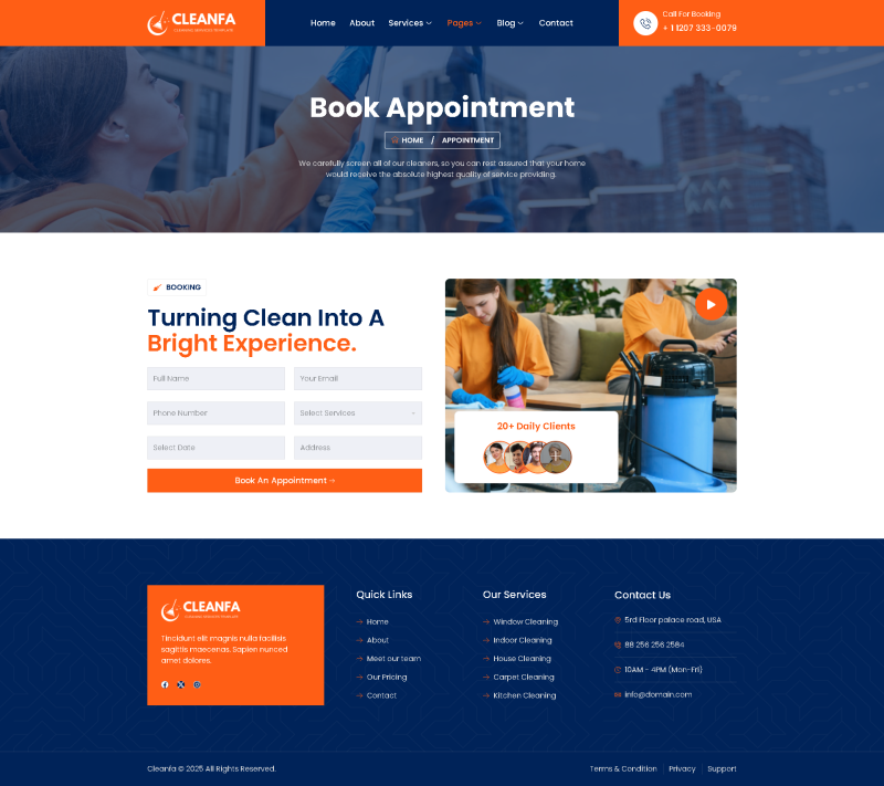 Appointment — Cleanfa - Cleaning Services Elementor Template