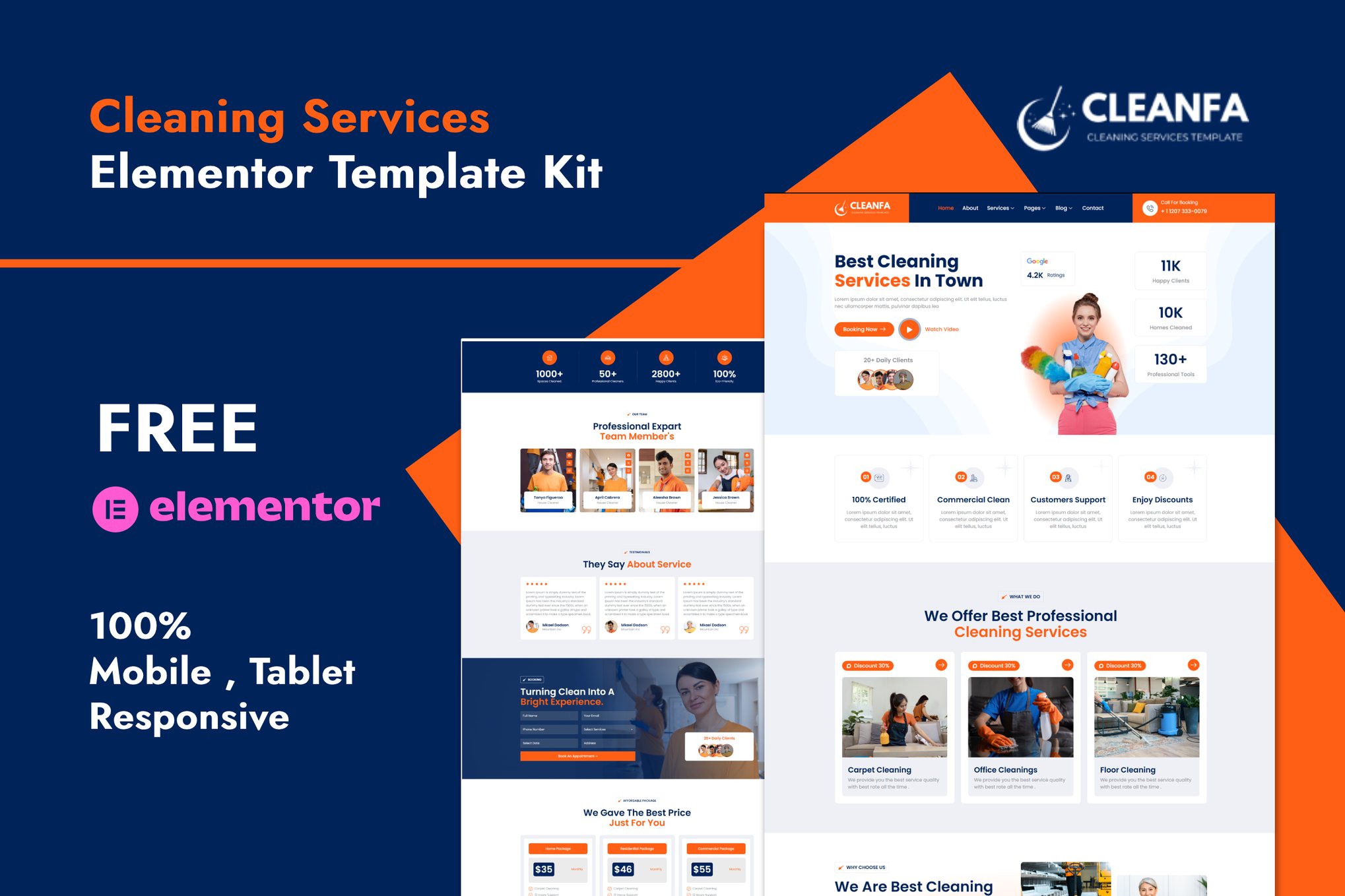 Cleanfa - Cleaning Services Elementor Template — Elementor template kit cover