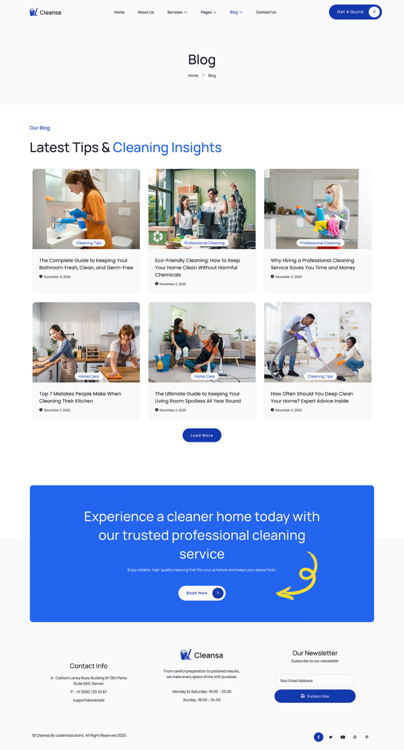 Blog — Cleansa - Cleaning Services Elementor Template