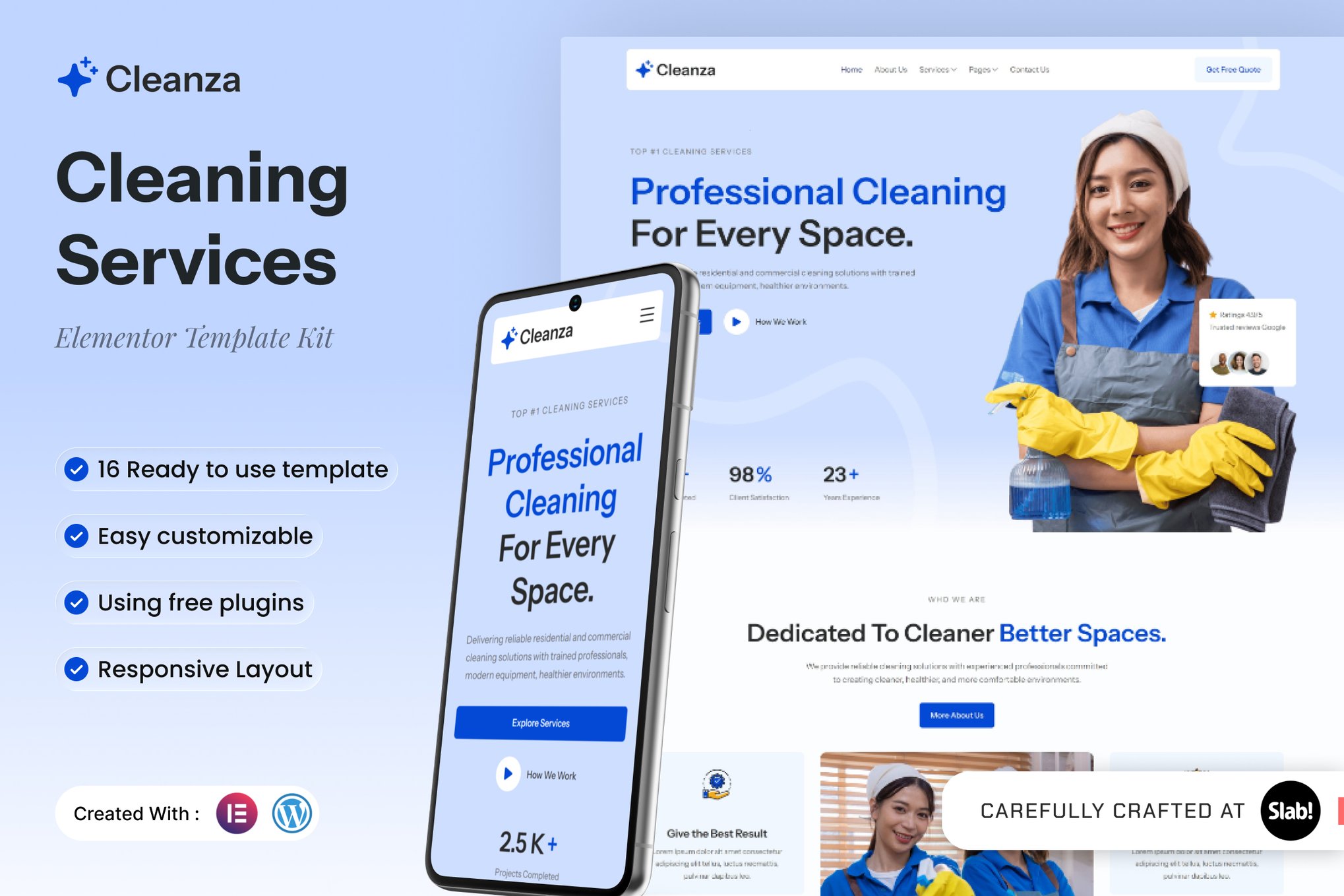 Cleanza - Cleaning Services Elementor Template — Elementor template kit cover