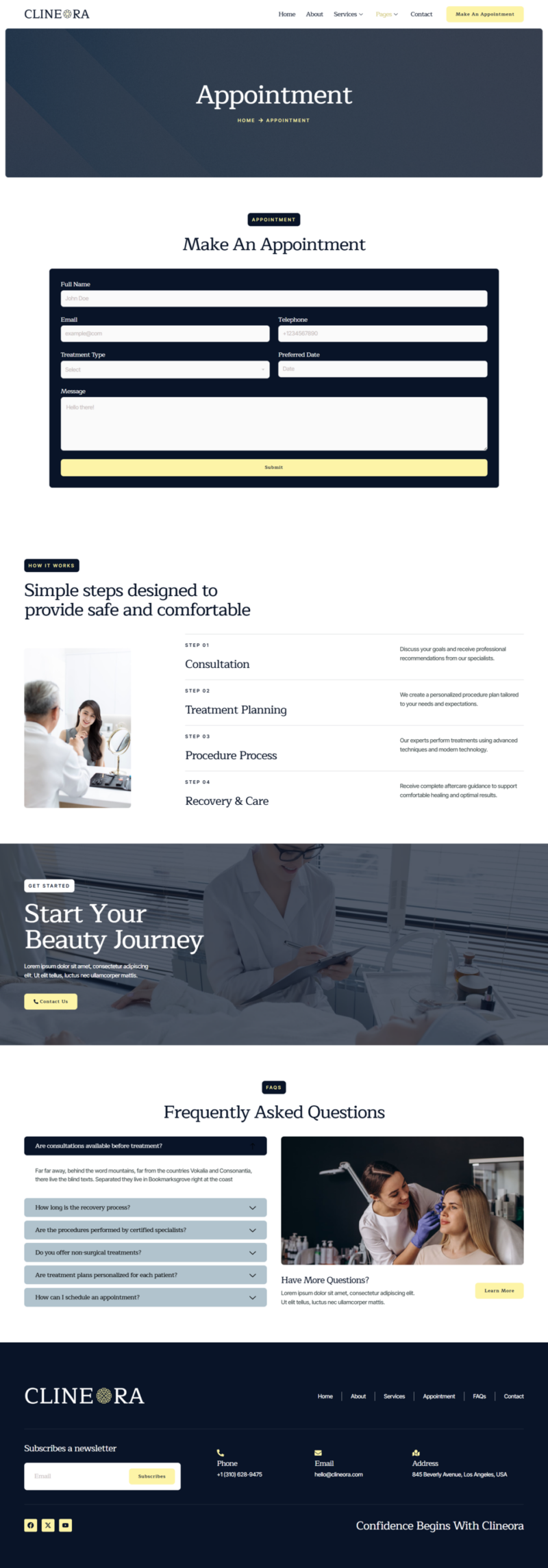 Appointment — Clineora - Plastic Surgery Clinic Elementor Template