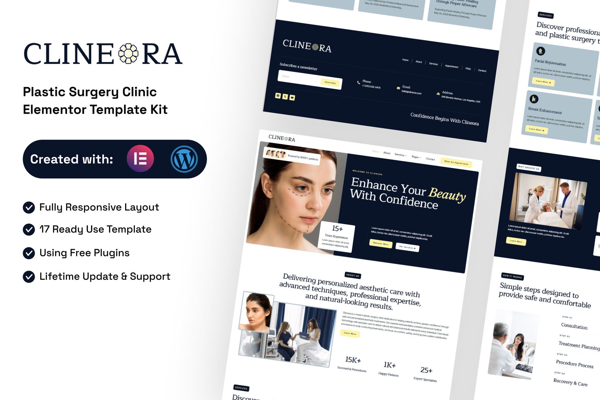 Clineora - Plastic Surgery Clinic Elementor Template — Elementor template kit cover