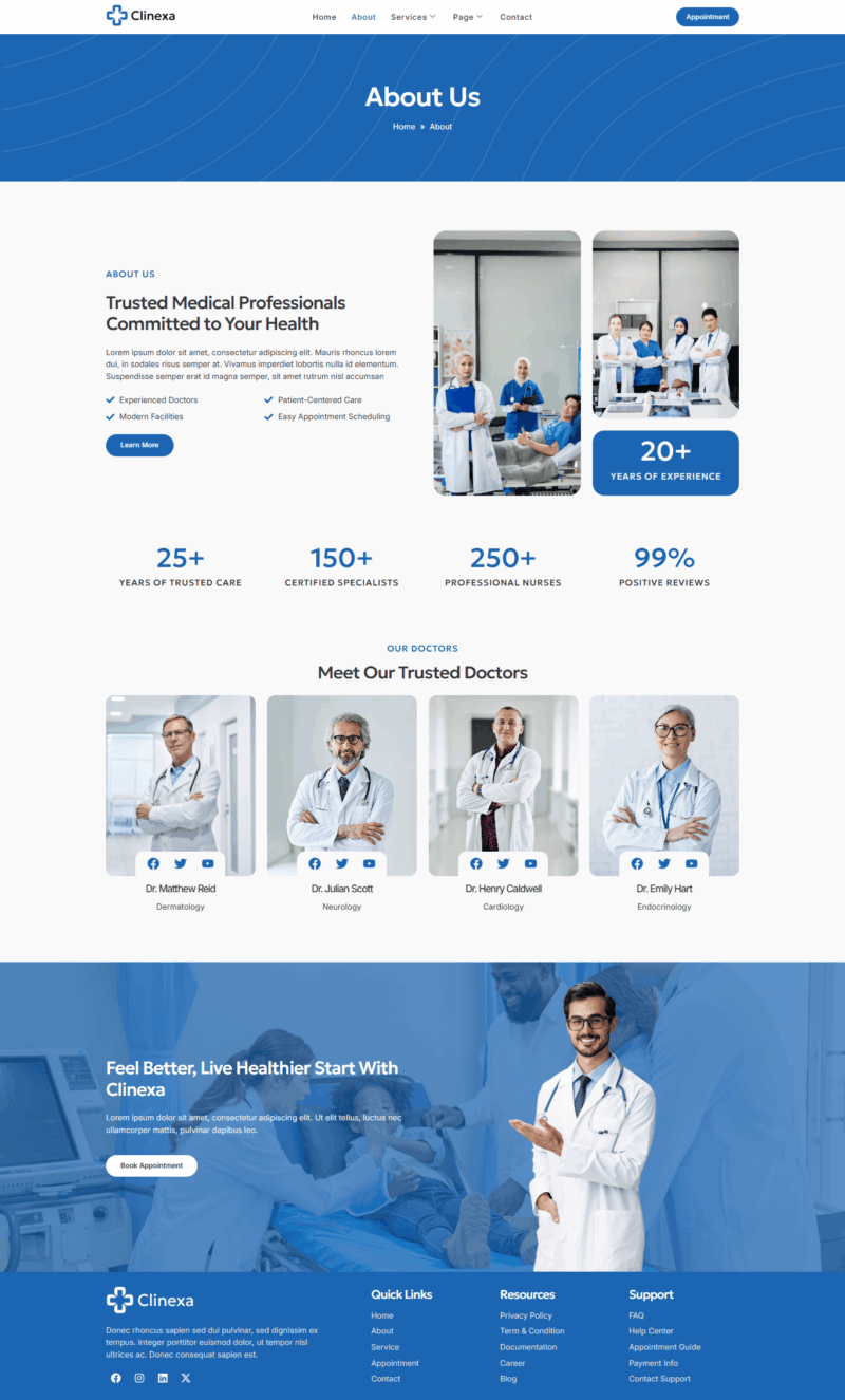 About — Clinexa - Medical Clinic & Hospital Elementor Template