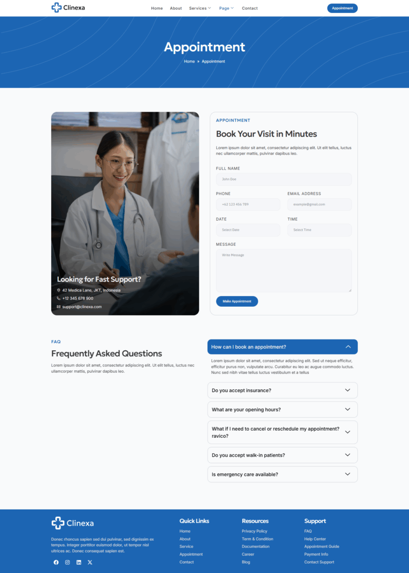 Appointment — Clinexa - Medical Clinic & Hospital Elementor Template