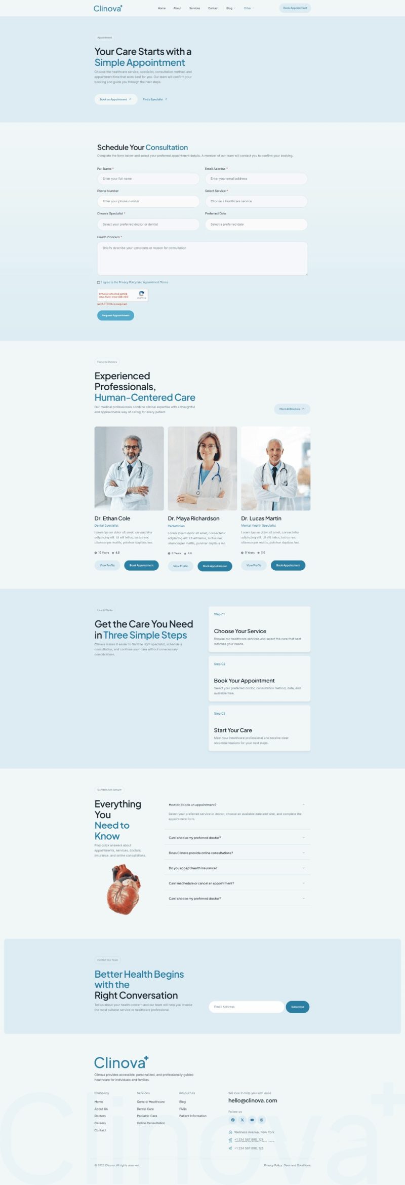 Appointment — Clinova - Health & Medical Elementor Template