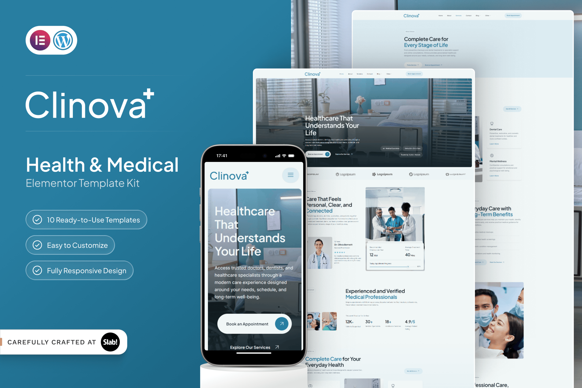 Clinova - Health & Medical Elementor Template — Elementor template kit cover