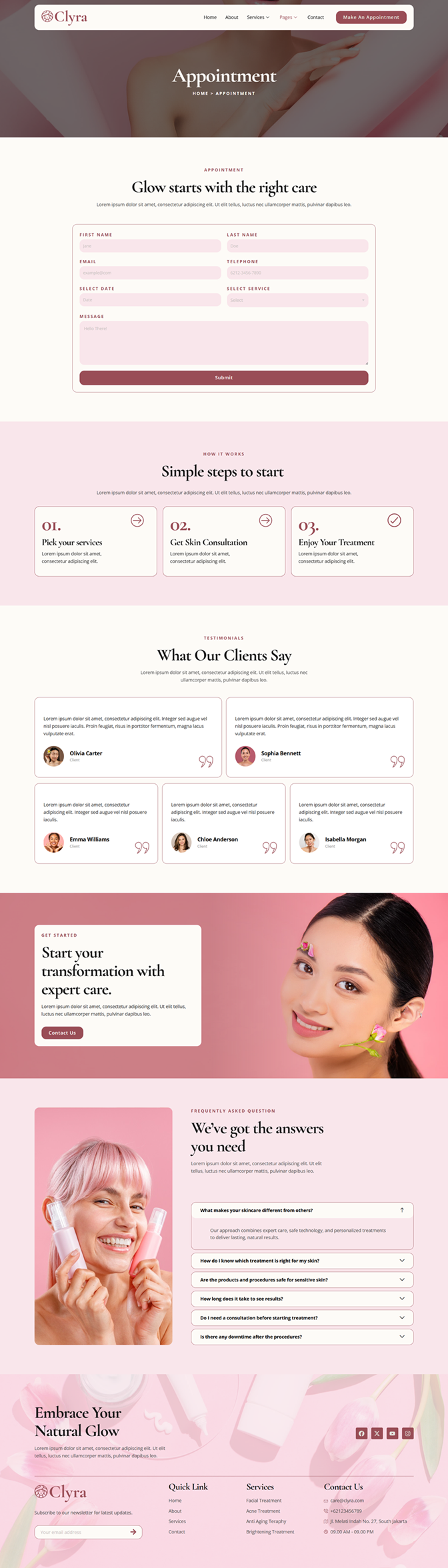 Appointment — Clyra - Skincare & Dermatology Elementor Template