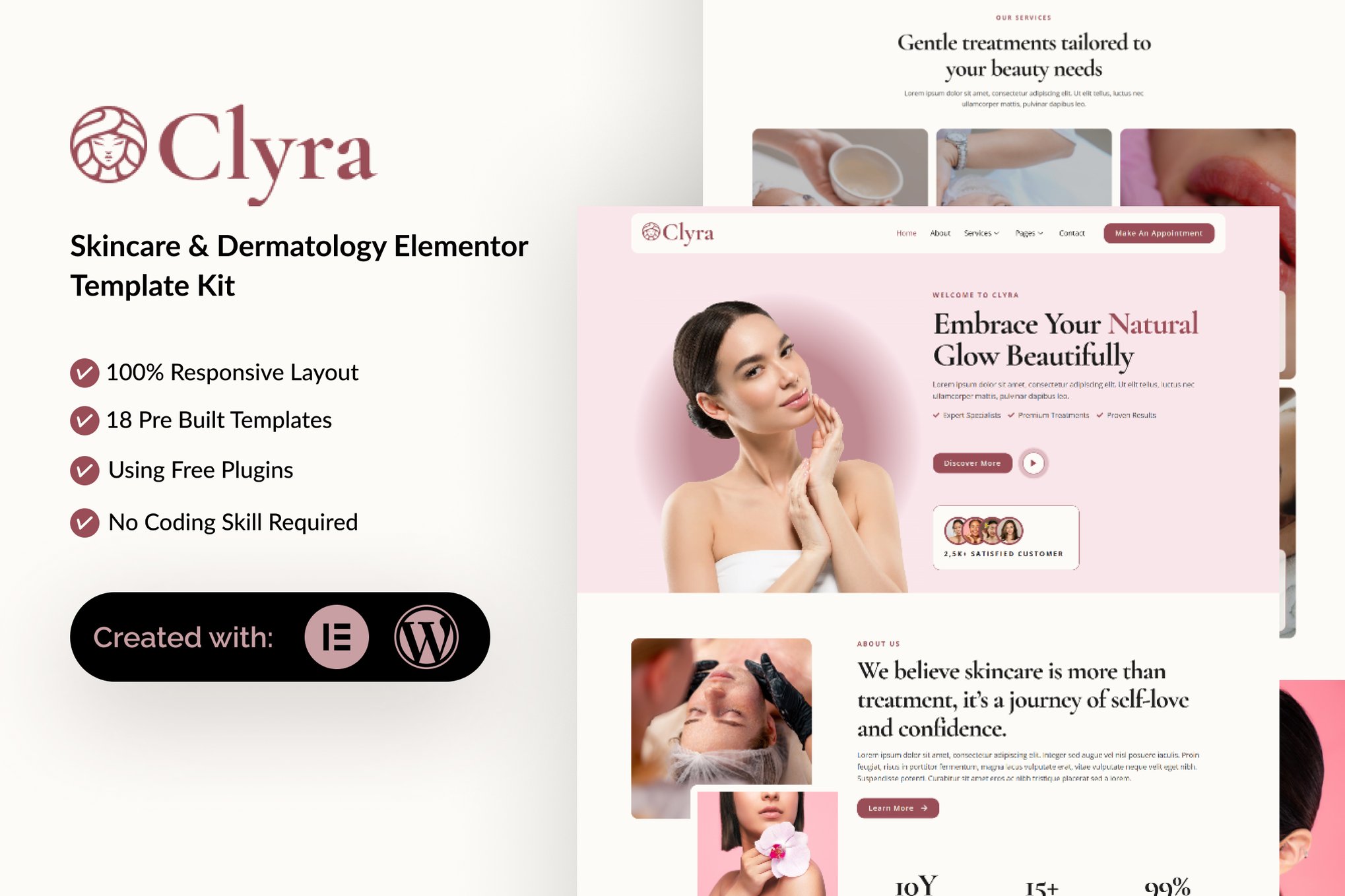 Clyra - Skincare & Dermatology Elementor Template — Elementor template kit cover