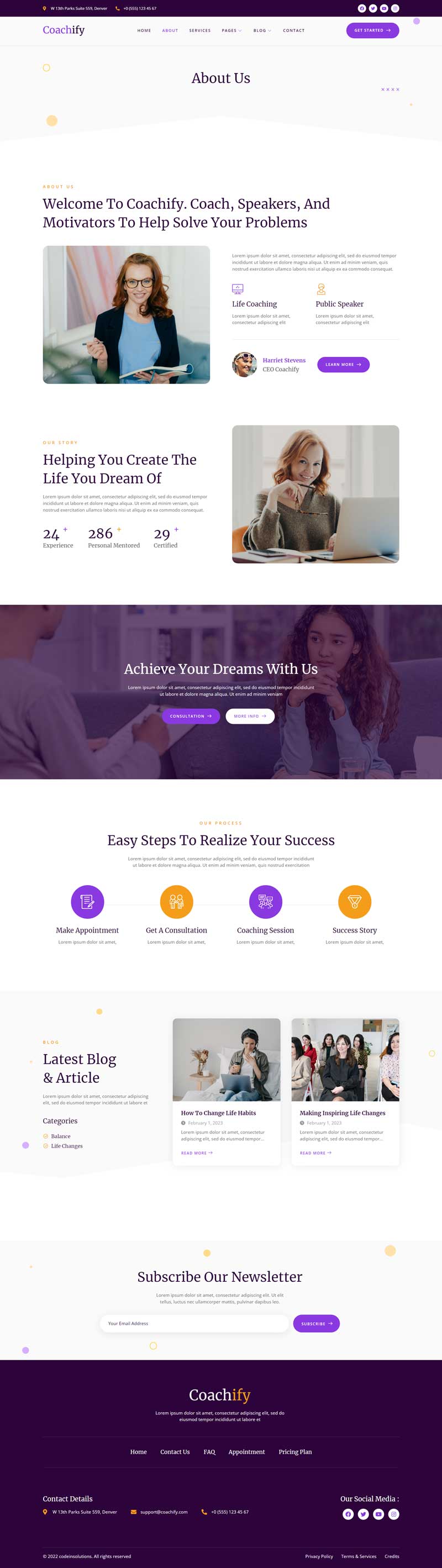 About — Coachify - Life Coach & Speaker Elementor Template